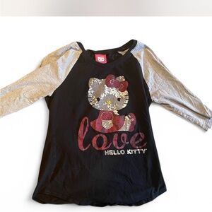 Hello Kitty Black and Gray Women’s Raglan Shirt